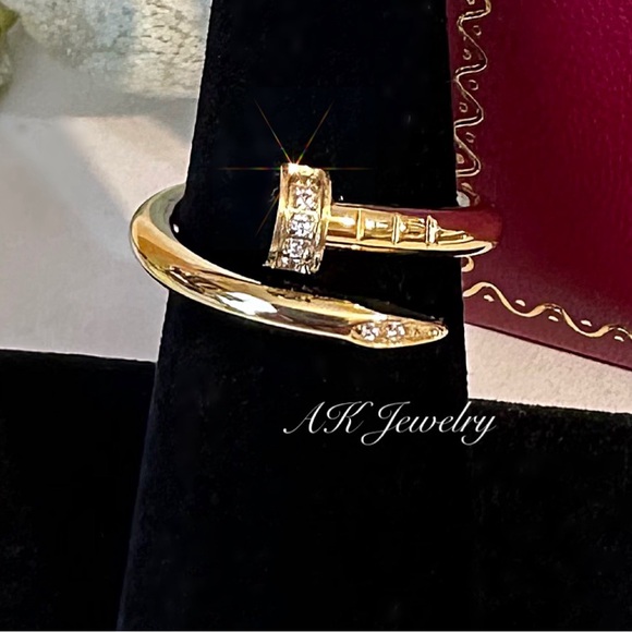 đLUXURY GOLD PAVE RING, Nail Style, GOLD Plated, CZ Stones - Picture 1 of 5